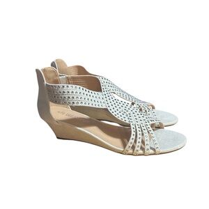 Women's White Studded Wedge Sandals